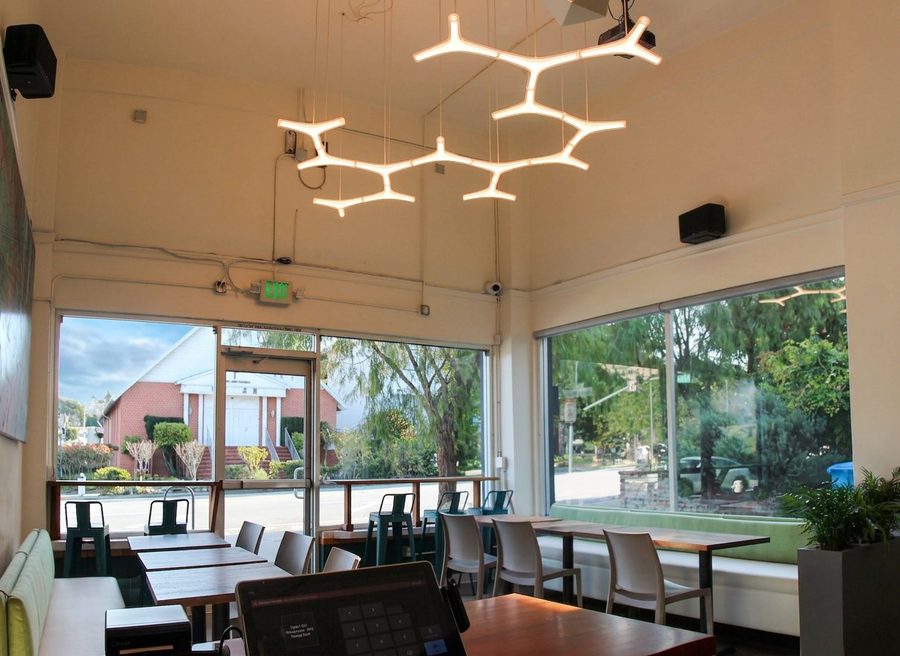 UpperCut Forest Hill restaurant interior — custom branch lighting and dining room at 410 Dewey Blvd San Francisco